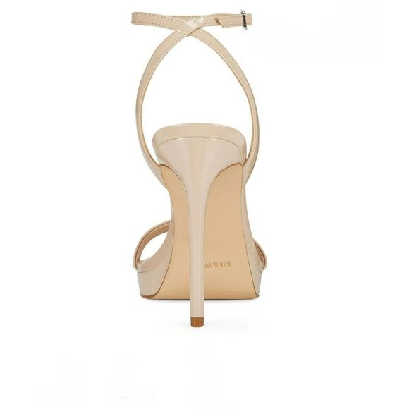 Nine West Patent Leather Cream Strappy Heels - Picture 3 of 9